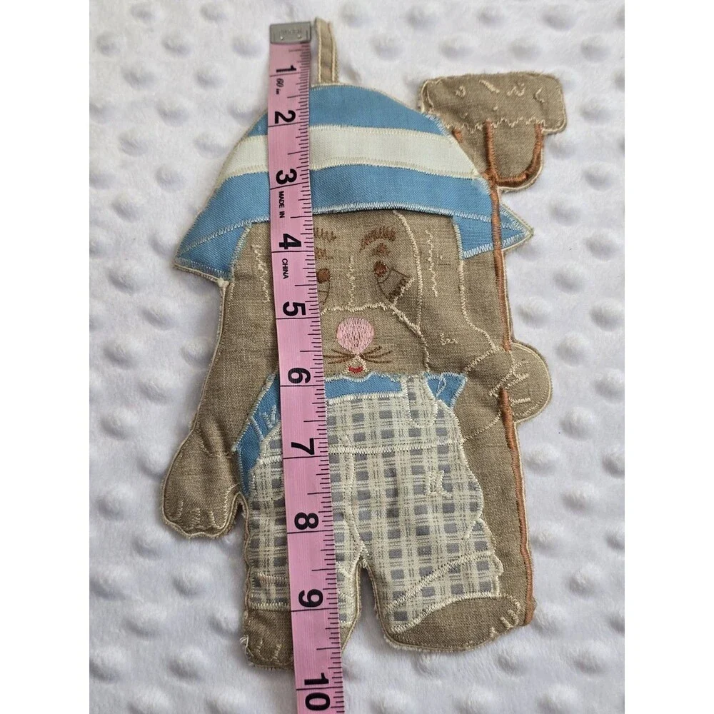Quilted Handmade Puppy Dog Kitsch Wall Hanging Potholder Hobo Overall Sam Decor